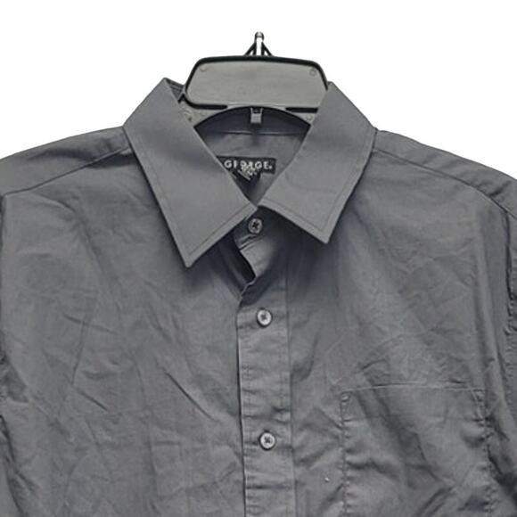 George Mens Large PolyCotton Long Sleeve Button Up Shirt w Front Pocket - Picture 2 of 4